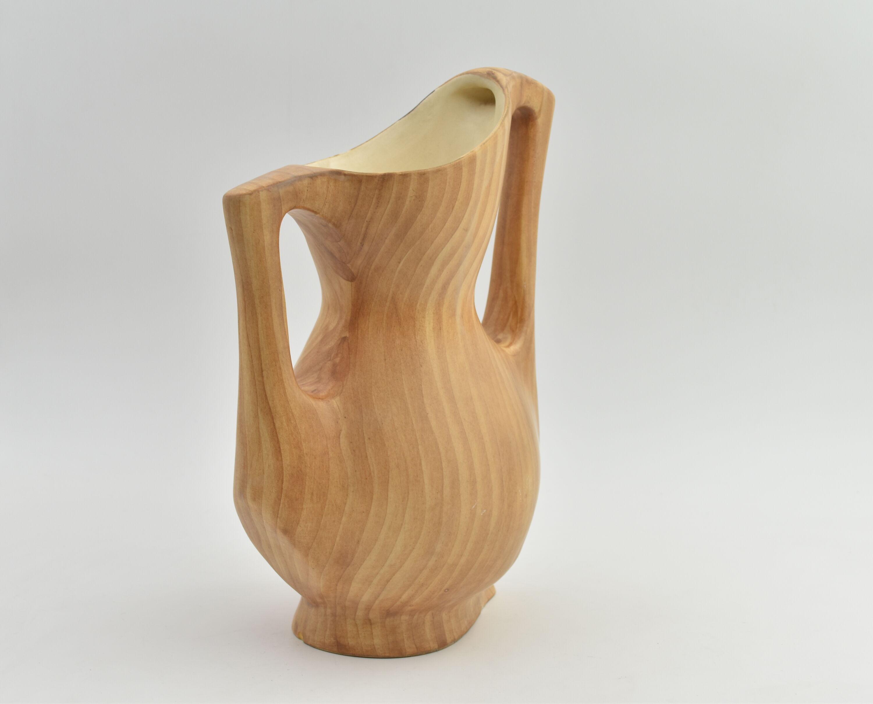Vase with handles False wood Grandjean Jourdan in Vallauris 1960