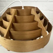 Pair of Hans-Agne Jakobsson pendant lights in pine veneer – AB Ellysett