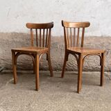 Pair of vintage wooden bistro chairs