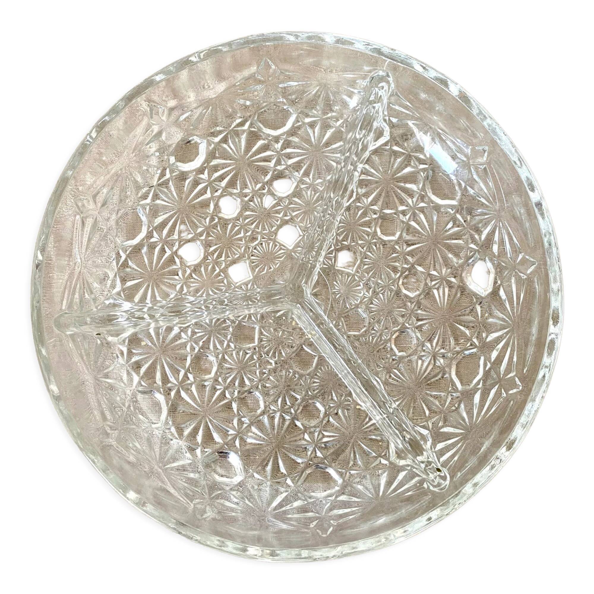 Glass dish aperitif service 80s