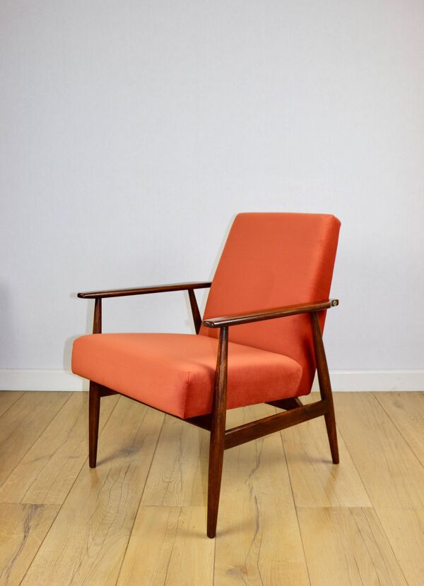 Fauteuil 'Lis', design des années 1970 par Henryk Lis, couleur orange-brique-terracotta - 2 pièces disponibles