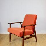 Armchair 'Lis', 1970s design by Henryk Lis orange-brick-terracotta - 2 pieces available