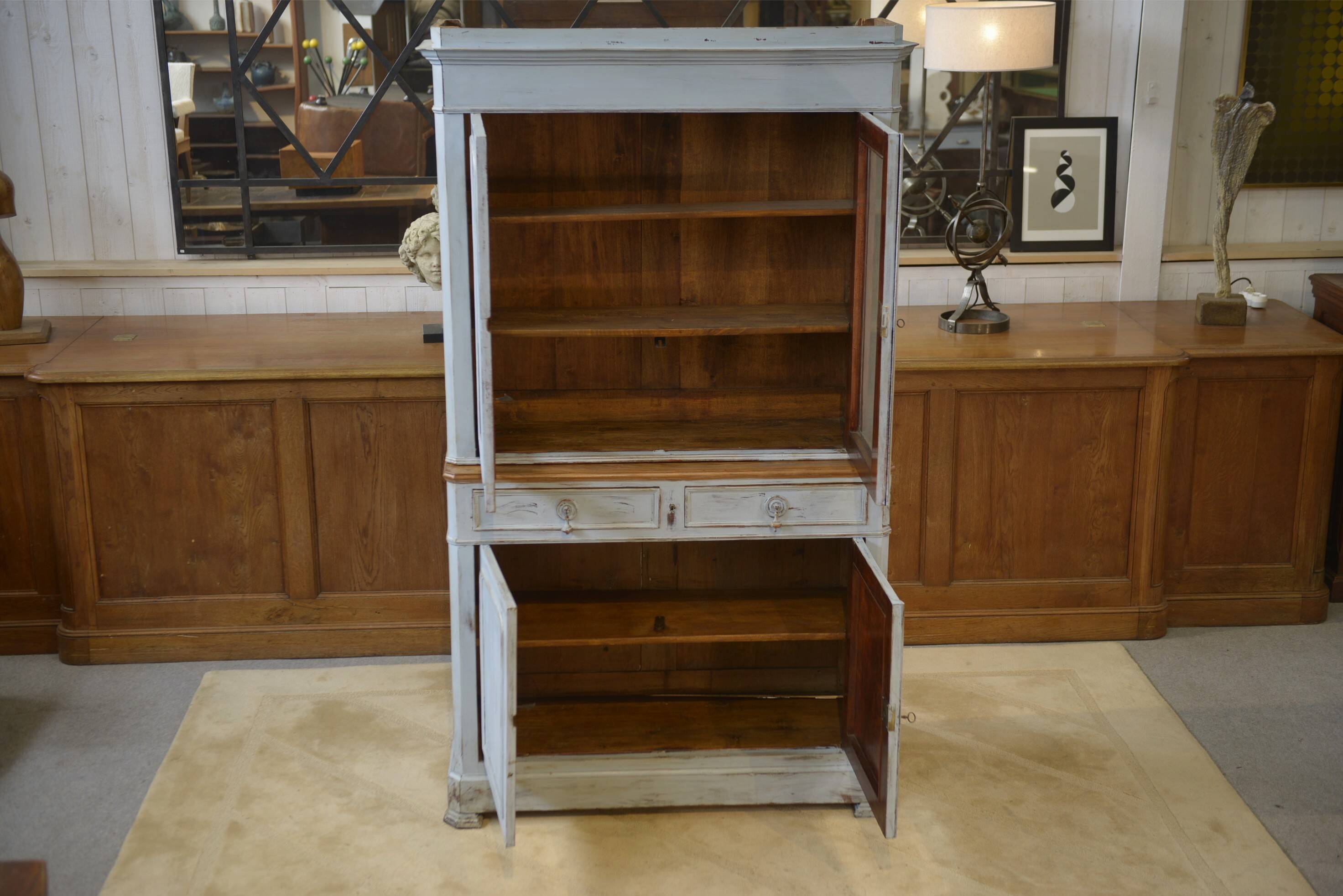 Patinated two-body buffet from the 19th century.
