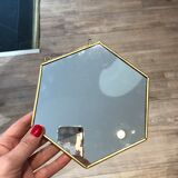Brass hexagonal mirror 17x15cm