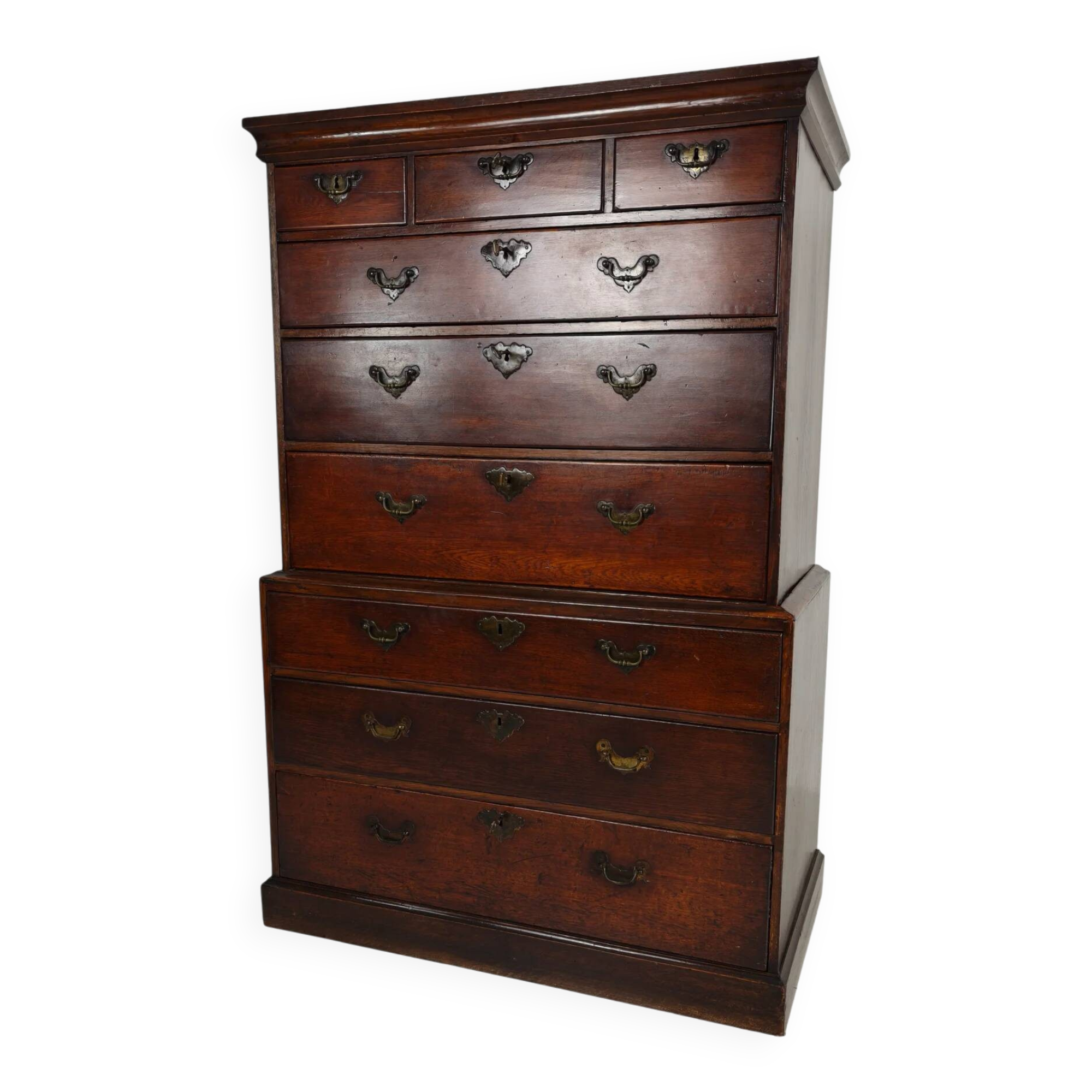 Commode haute de campagne George III / coffre sur coffre