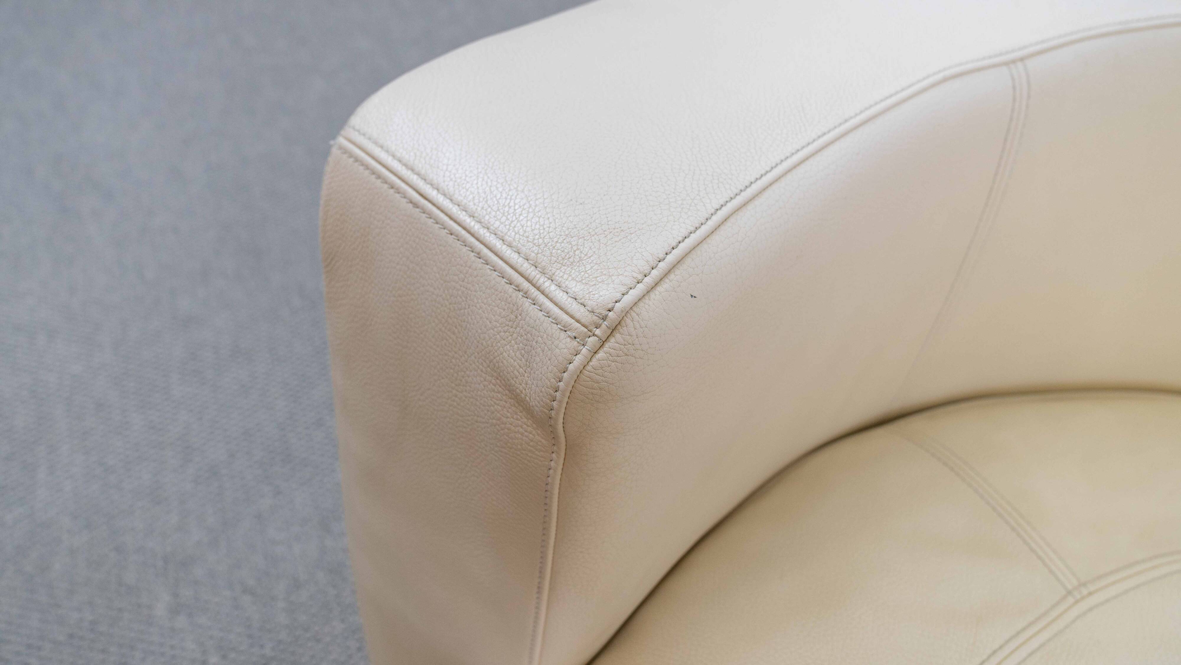 BRETZ Eves Island Creme, 4-Seater Sofa in Leather