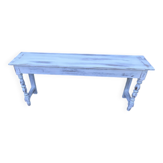 Antique console table in fruit wood – 19th century – Shabby chic white patina