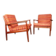 Pair of Danish armchairs in solid teak and fabric, Svend Aage Eriksen 1960.