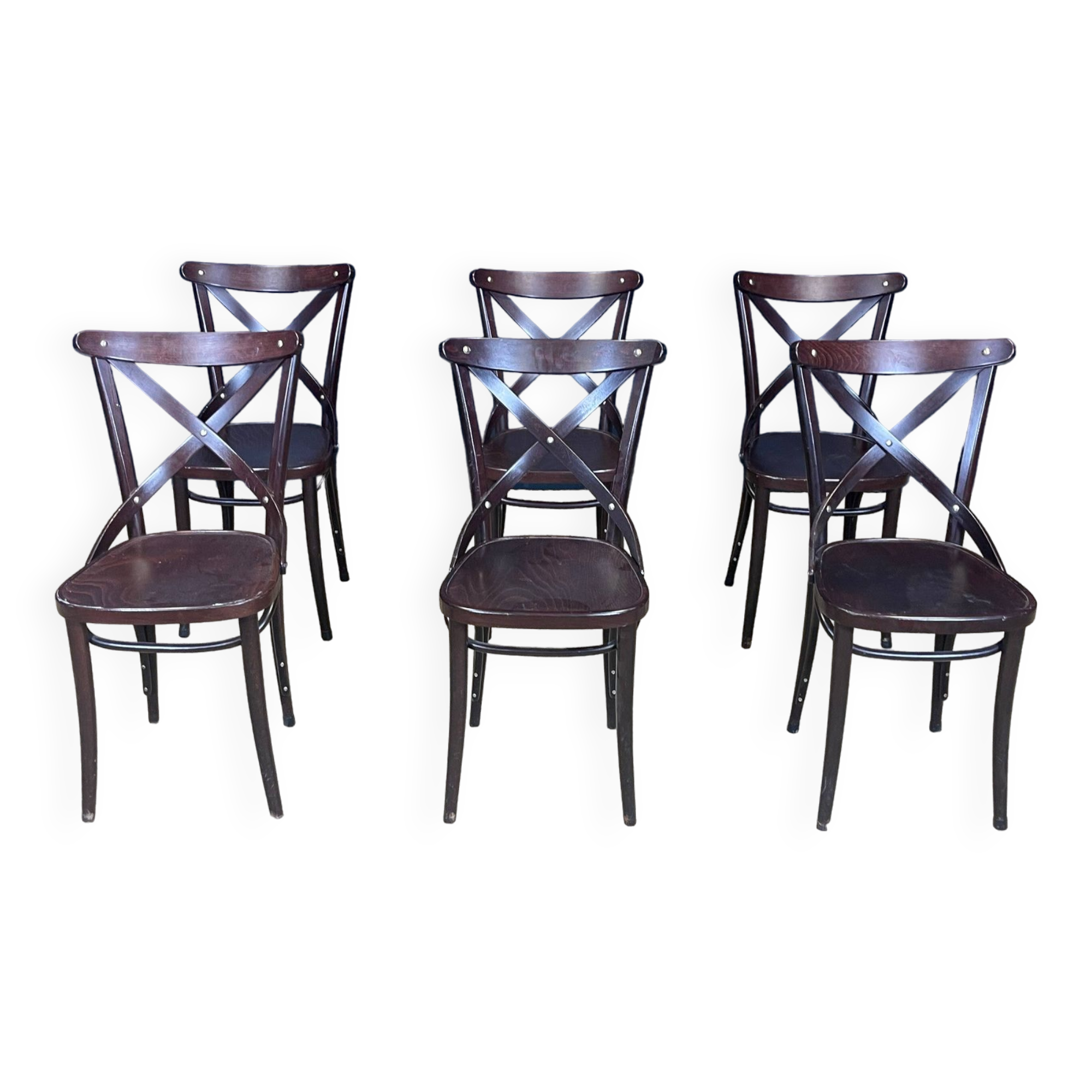 Set of 6 bistro chairs, josephine model, dark wood