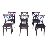 Set of 6 bistro chairs, josephine model, dark wood