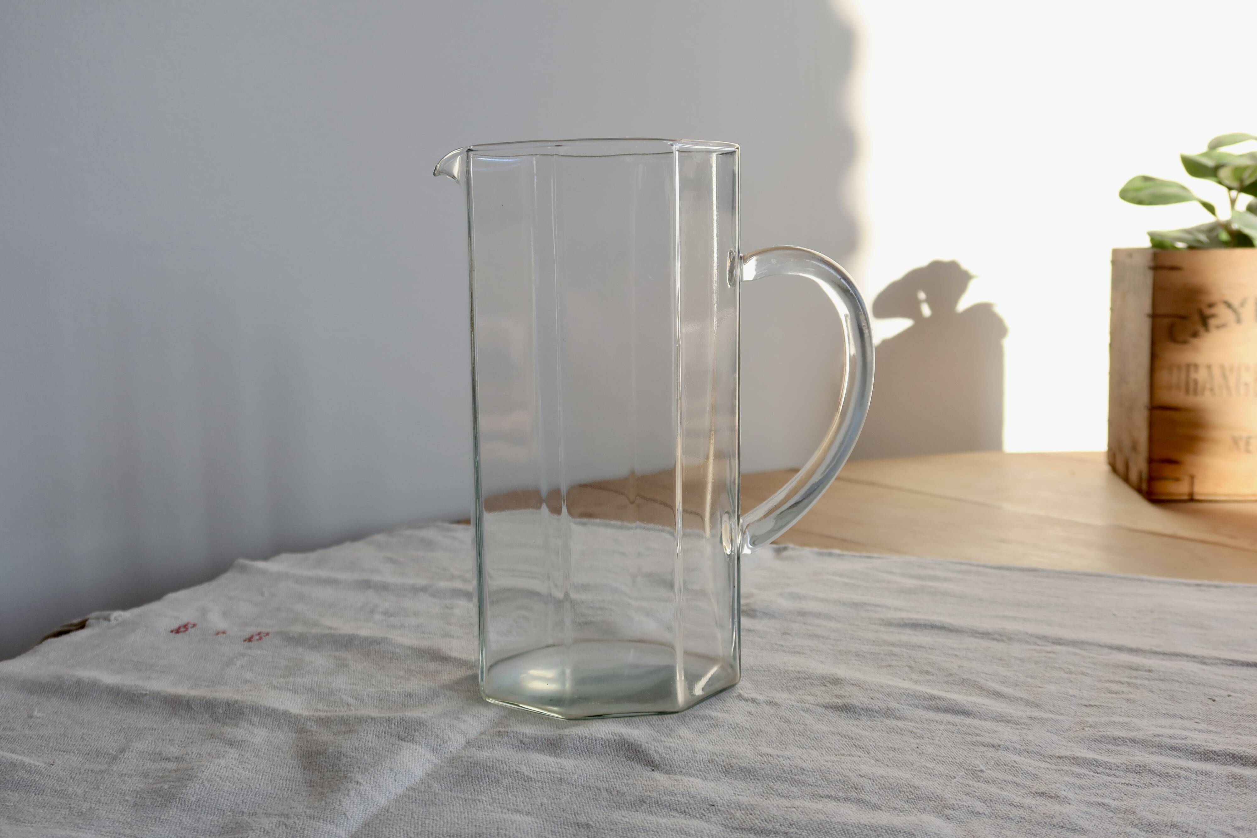 Vintage octagonal clear glass pitcher