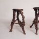 Set of 3 vintage wooden vine bar stools, 1960s