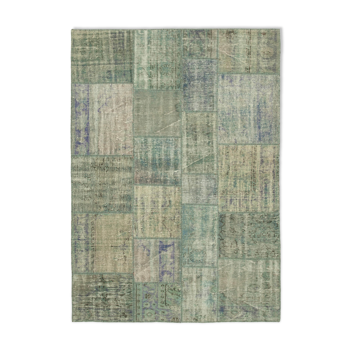 Handwoven Turkish Contemporary 175 cm x 242 cm Grey Patchwork Carpet