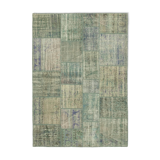 Tapis turc contemporain tissé à la main 175 cm x 242 cm tapis patchwork gris