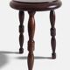 French Turned Chestnut Wood Stool or Side Table, Mid-20th Century
