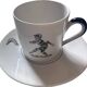Lot de 4 tasses et soucoupes anciennes, décor Arlequin