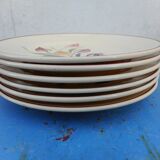 Lot of six plates decorated Tulips "Longchamp"