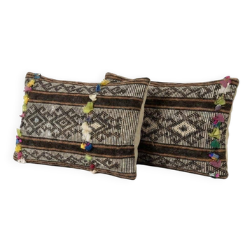 Set of 2 vintage kilim cushion covers 41x61 cm