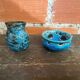 Pichet + Pan Charles CART Cyclope Ceramic Blue France Vintage #D5