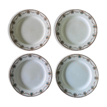 Set of 4 old flat plates in Terre de Fer, Cadiz L&G
