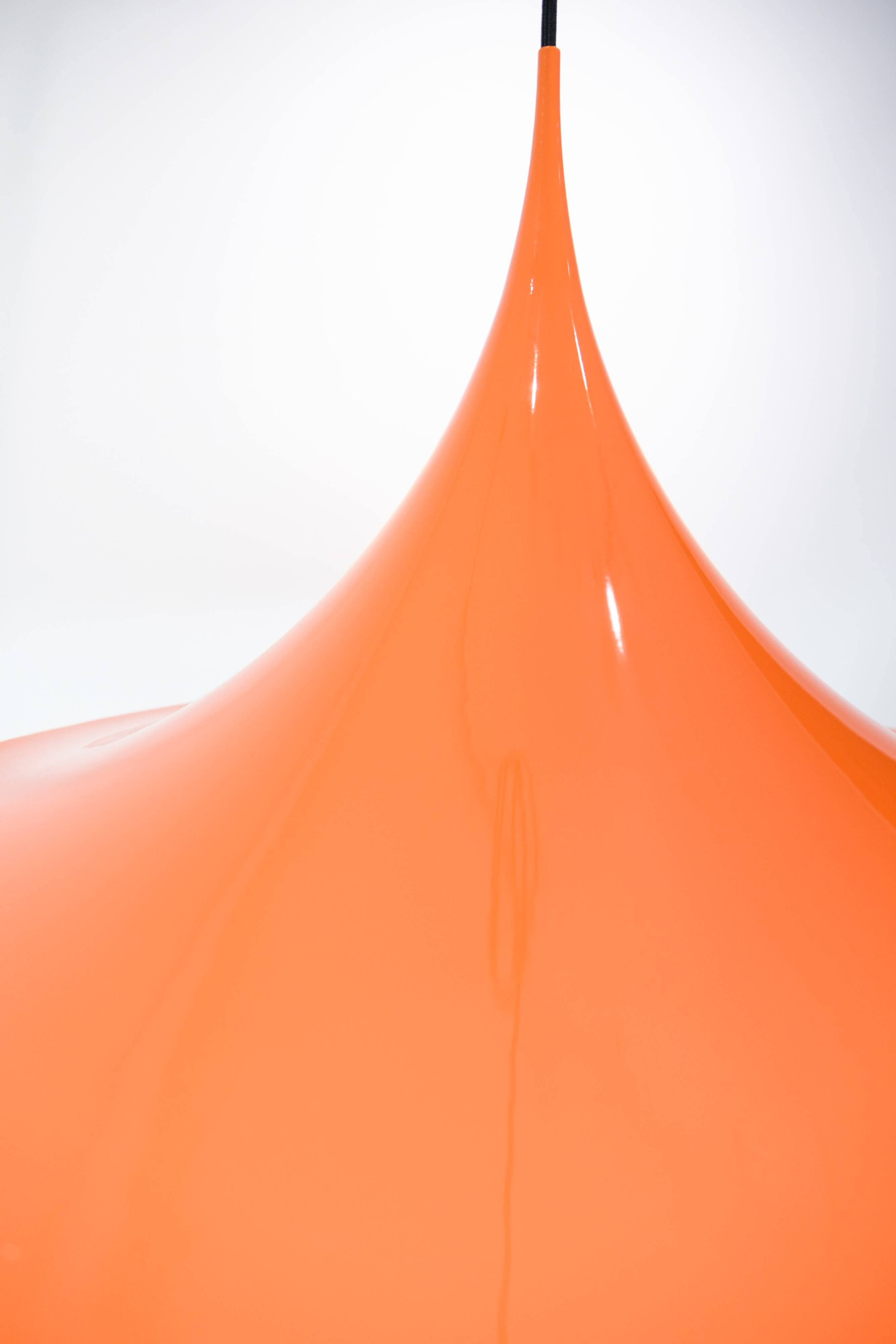 Large Trumpet Pendant In Orange By Claus Bonderup For Fog & Mørup From 1970