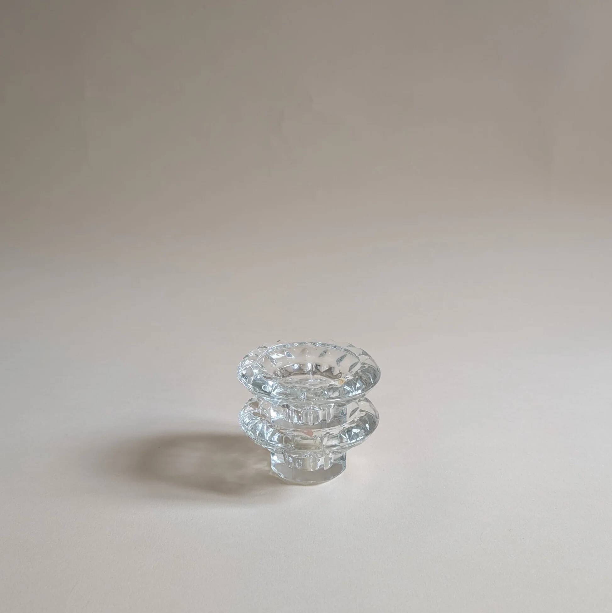 Pair of chiseled glass candlesticks, octagonal base