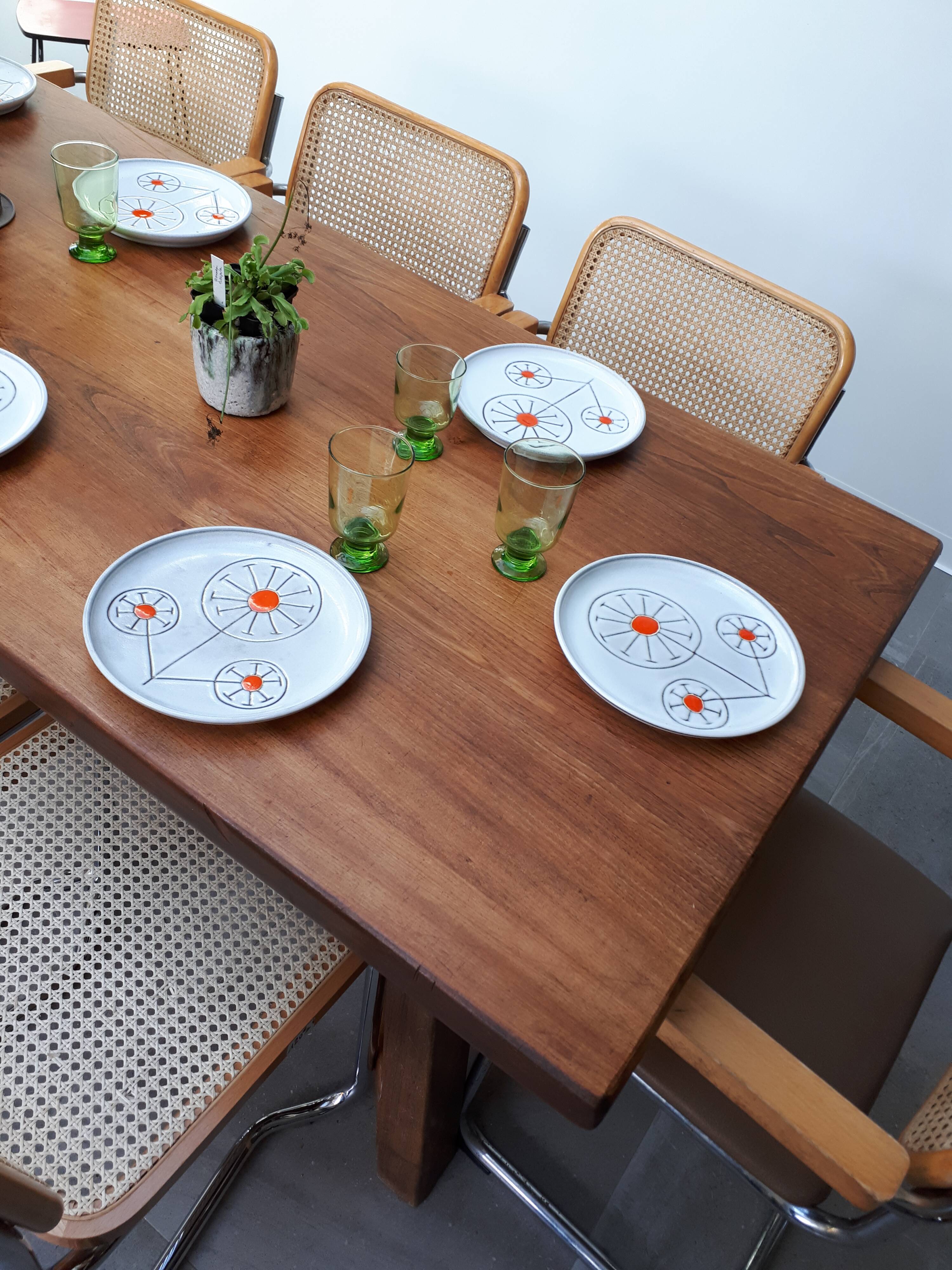 Dining room table farm and 6 chairs style breuer