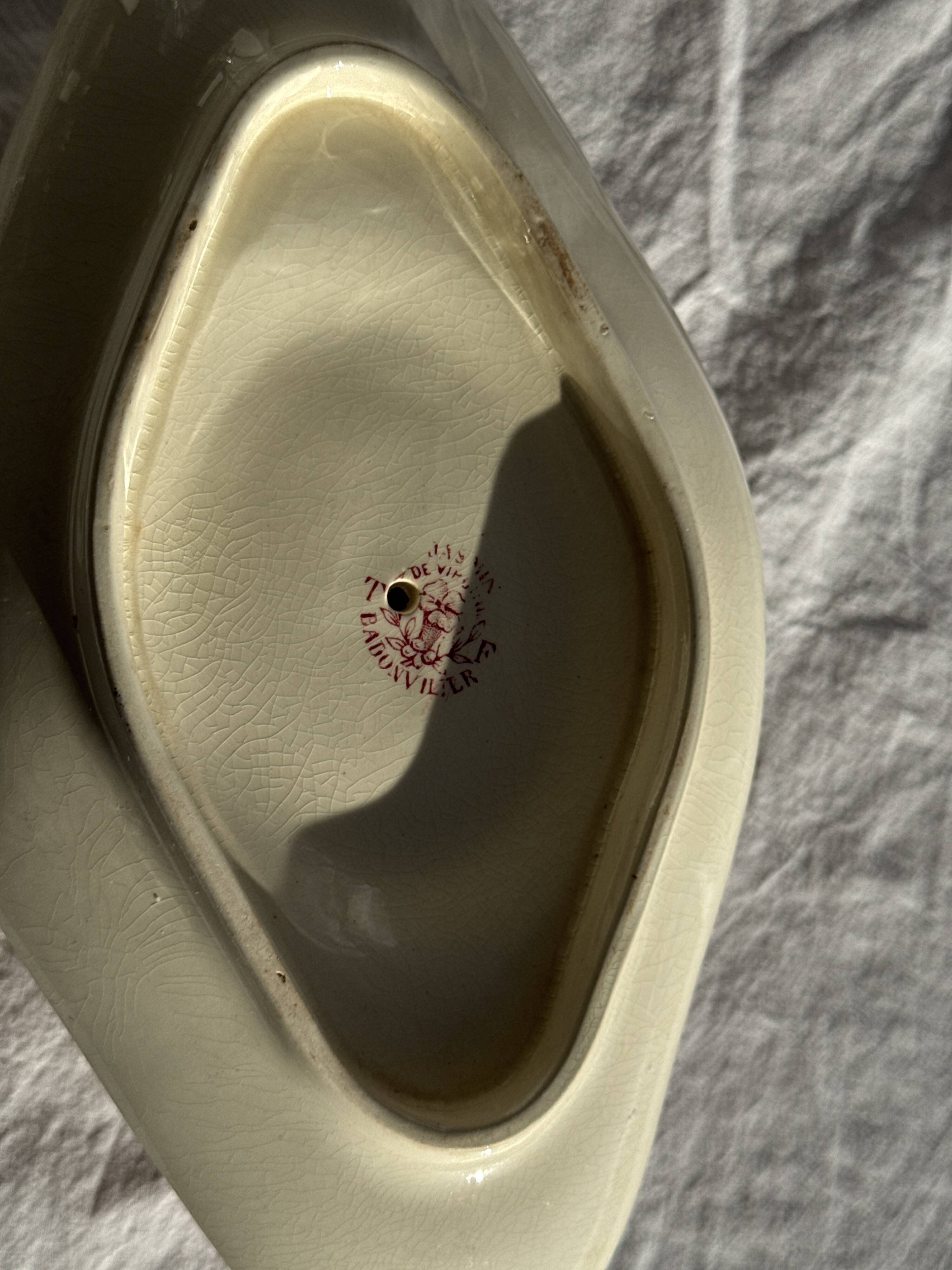 Old pink earthenware saucier Badonviller model Jasmin