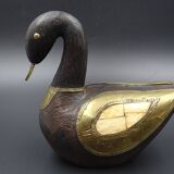 Wooden and brass swan