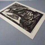 Gerhart Bettermann, 2 Cats, 1980s, Woodcut