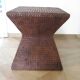 Side table - woven rattan - colonial style - vintage hourglass shape