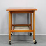 1960s Teak Side Table on Wheels, Denmark