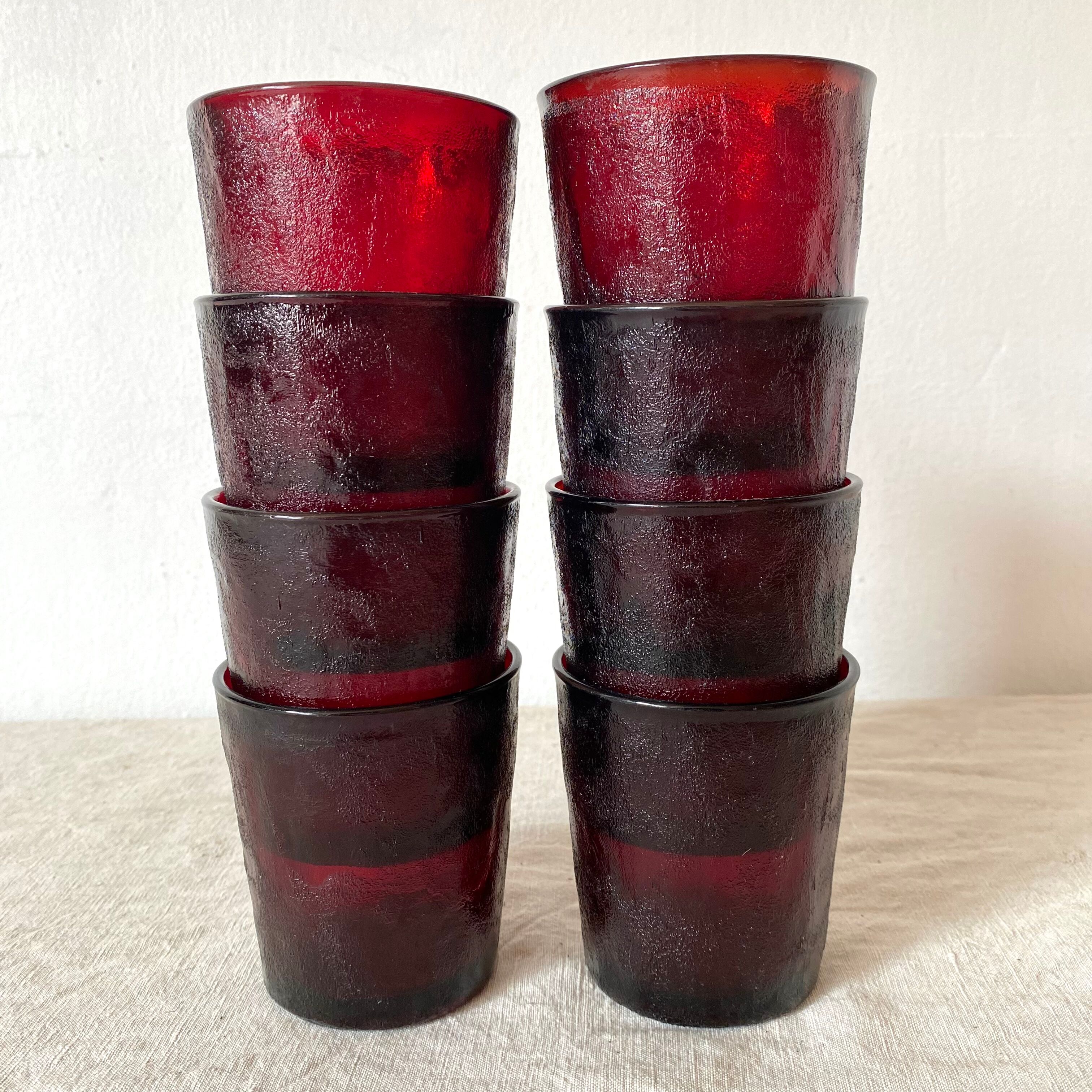 Vintage water glasses in tinted glass