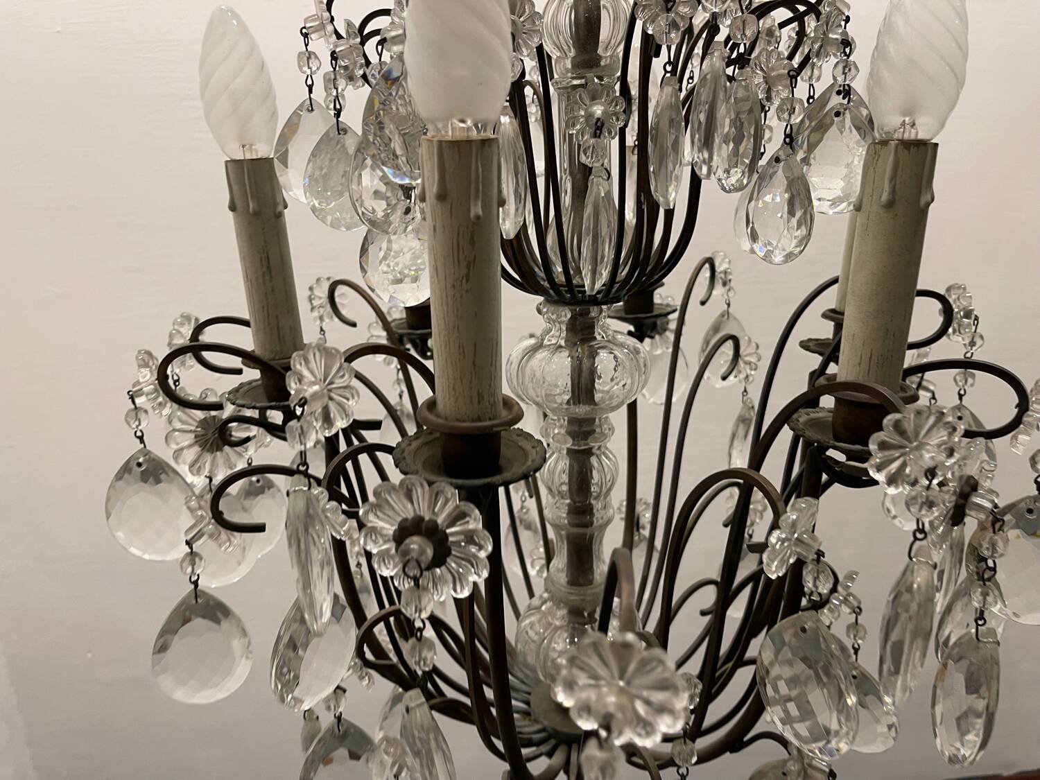 Antique Large Bronze Crystal Chandelier 1920/40’s