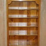 Pair of vintage cherry wood bookcases with lockable doors.