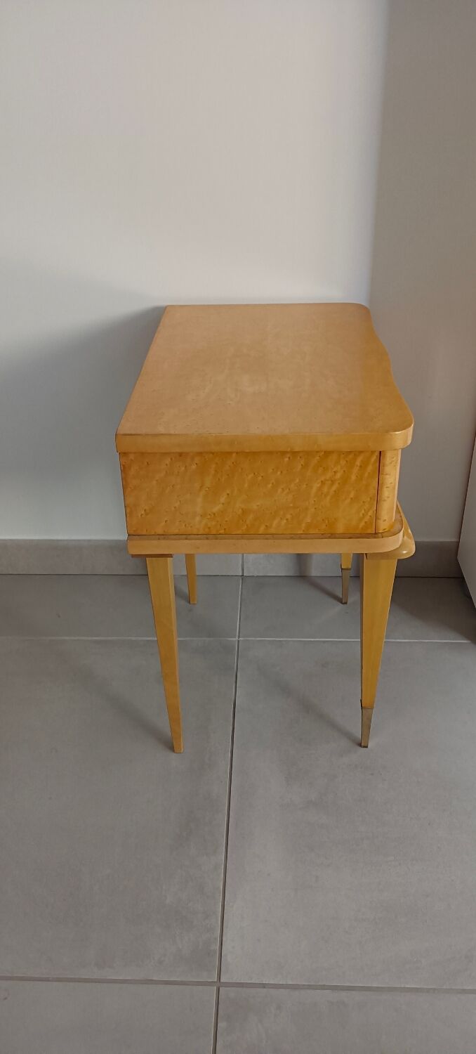 Table d'appoint chevet bout de canapé en bois clair style art déco