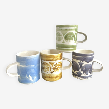 4 mugs anglaises céramique années 70