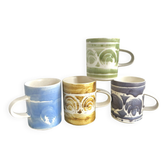 4 mugs anglaises céramique années 70