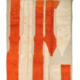 Modern relief orange and white Moroccan Berber rug