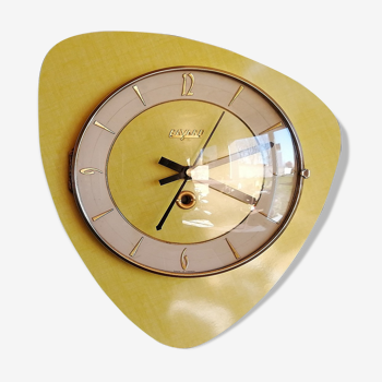 Horloge vintage pendule murale "Bayard Jaune"