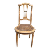 Chaise lyre Louis XVI en bois massif canné