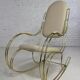 60s rocking chair in brass and ecru faux leather