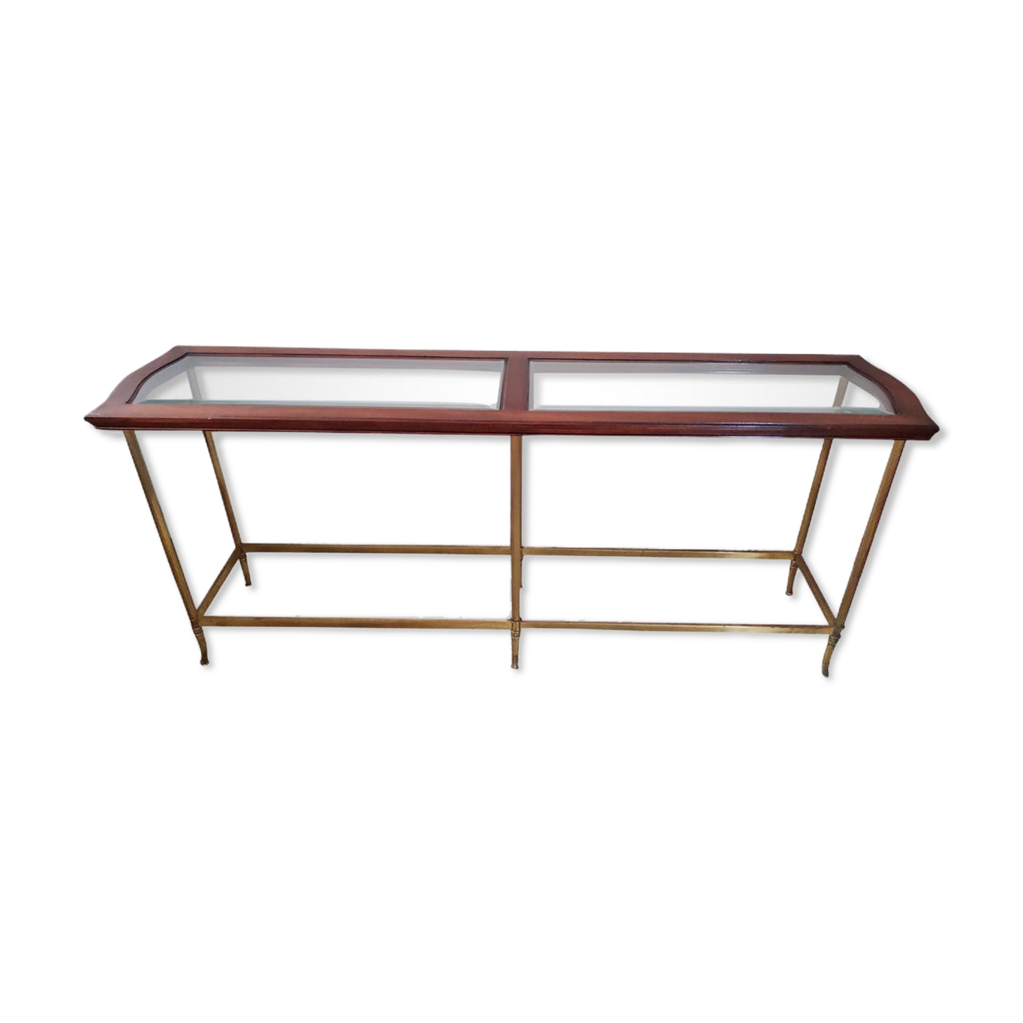Glass and brass console table