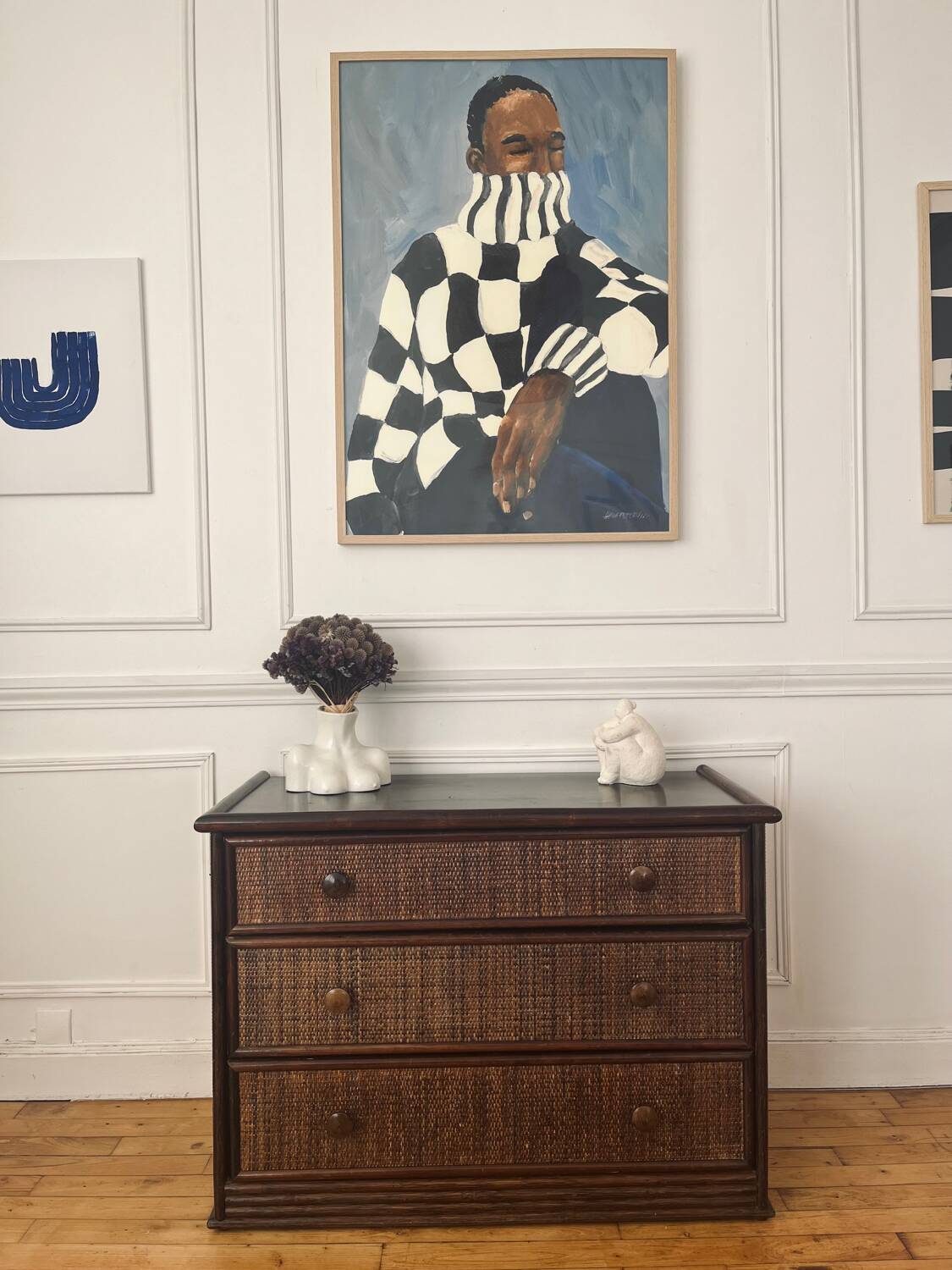 Commode en rotin vintage