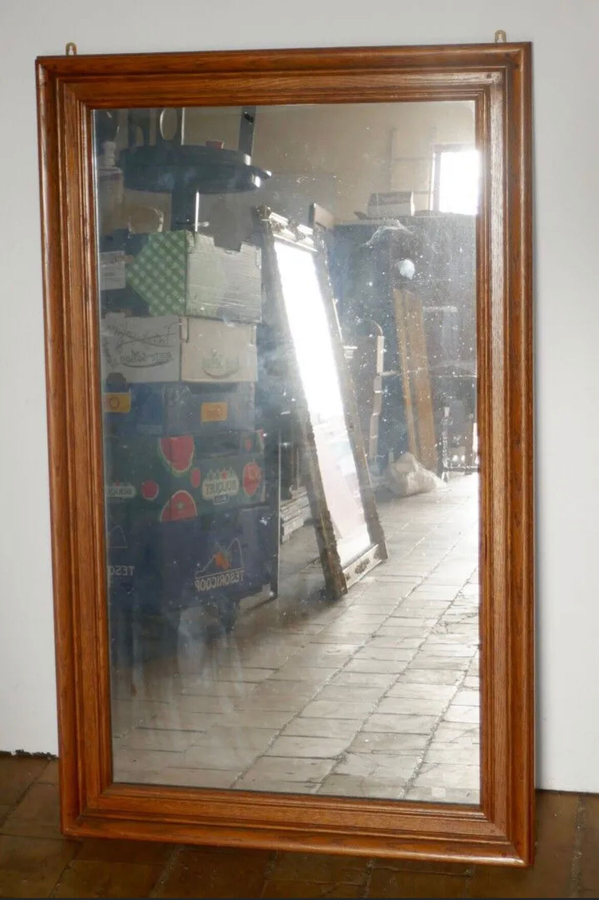 Mirror with molded solid oak frame 81x135cm