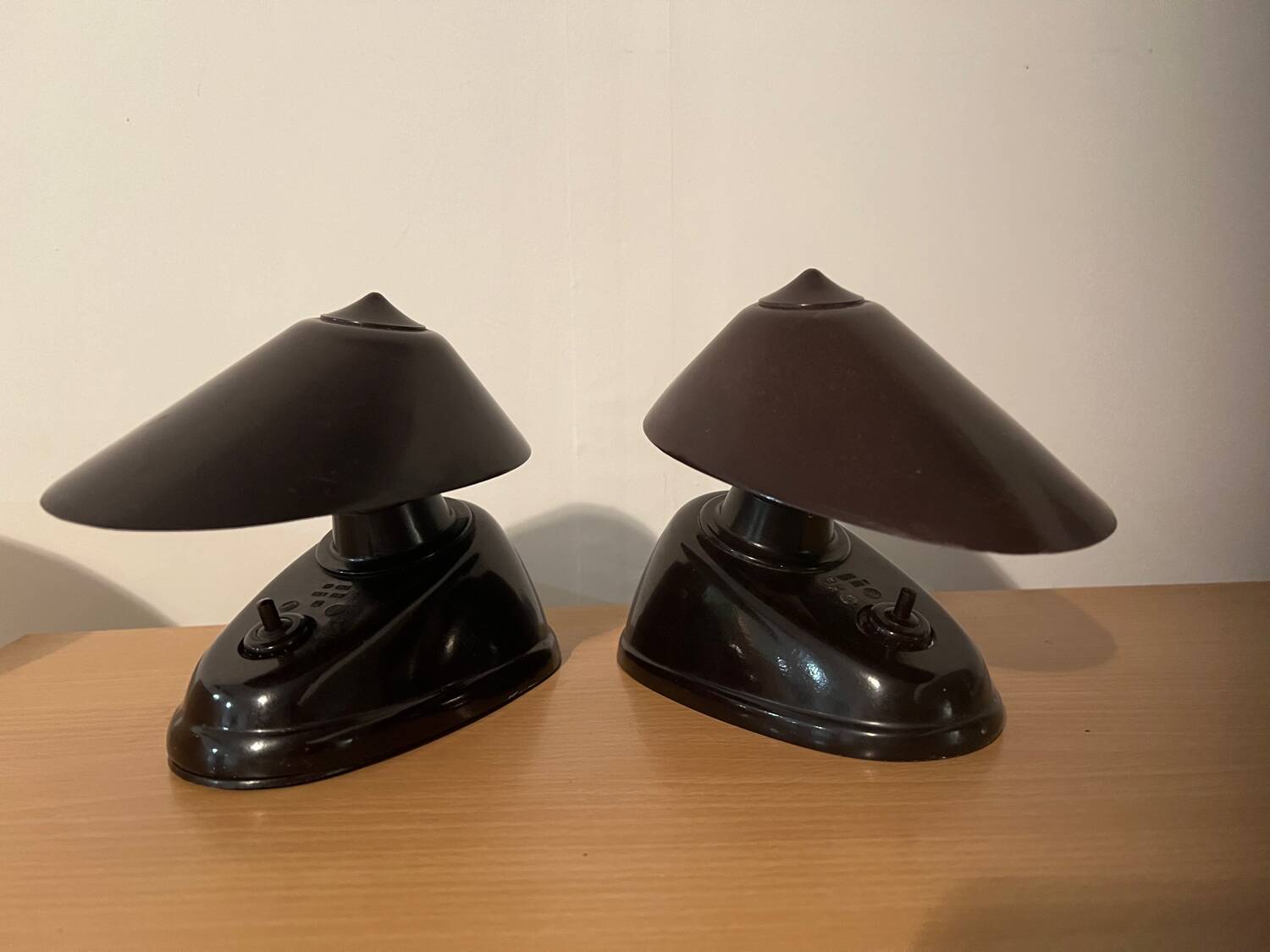 Pair of Bauhaus style Bakelite lamps/wall lights