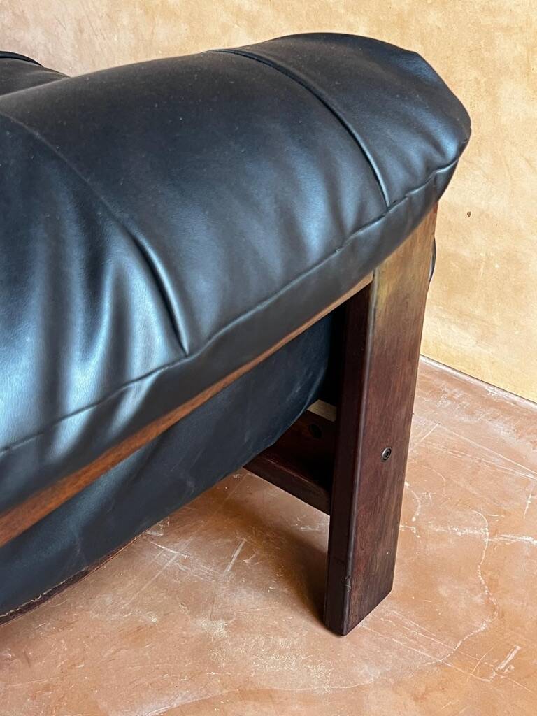 Brazilian jacaranda and leather sofa by Jean Gillon for Italma 1960