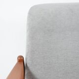 Original restored vintage armchair, designer E. Homma, grey fabric