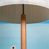 Vintage Swedish wooden floor lamp with pleated shade from the 1960s.