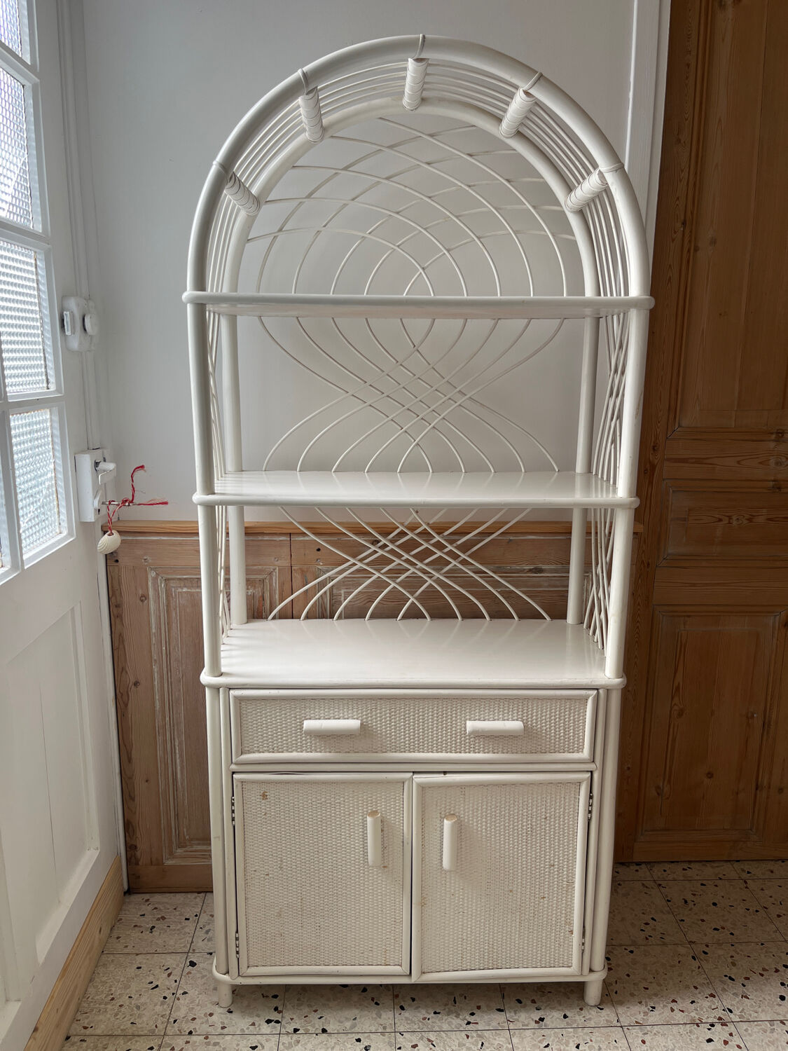 Rattan bookshelf shelf